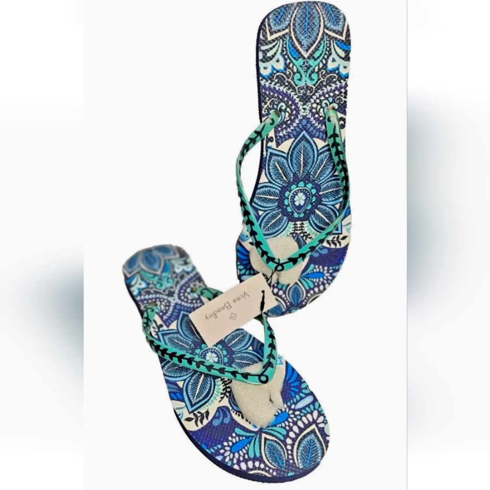 NWT Women's Vera Bradley Blue Island Medallion Flip-flops - Picture 5 of 10